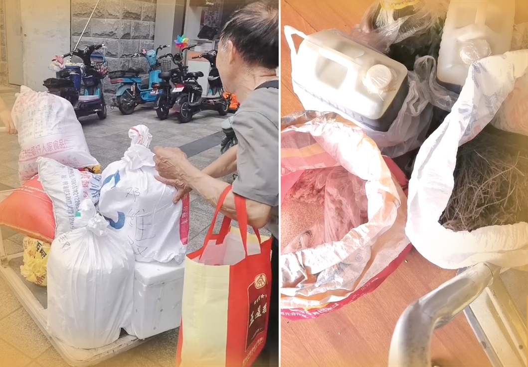 父亲带两百斤特产 坐30小时车看女儿